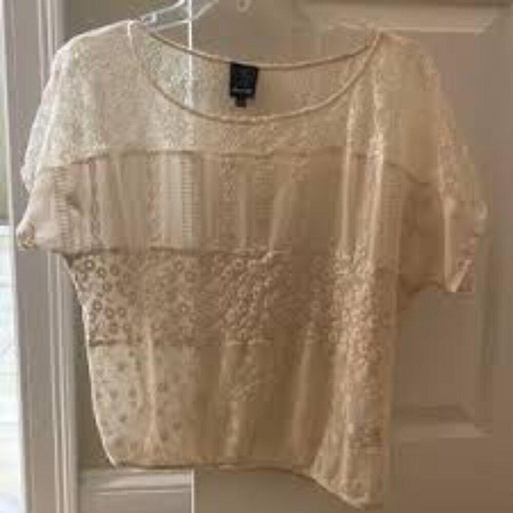 Ella Moss Cream White Lace Top Blouse